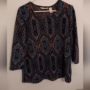 French Laundry Vintage Paisley Peacock Vibes 3/4 Sleeve